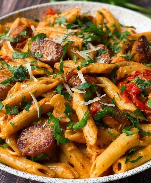 One Pot Creamy Cajun Sausage Pasta (30-Minutes)