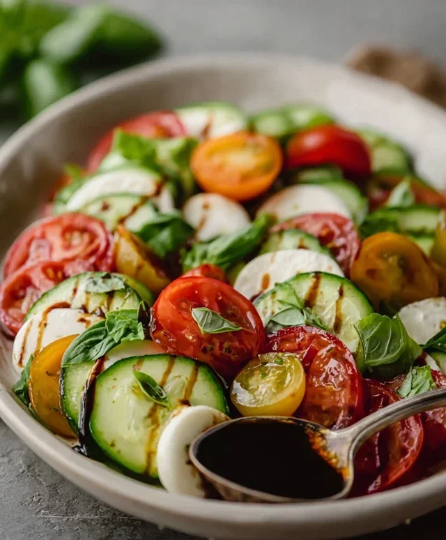 Fresh Cucumber Caprese Salad