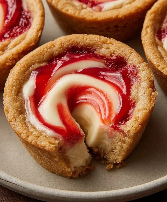 Strawberry Swirl Cheesecake Cookie Cups