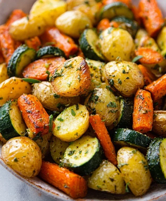 Garlic Herb Roasted Potatoes Carrots and Zucchini
