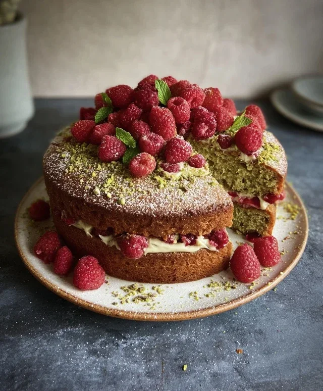 Pistachio Raspberry Cake