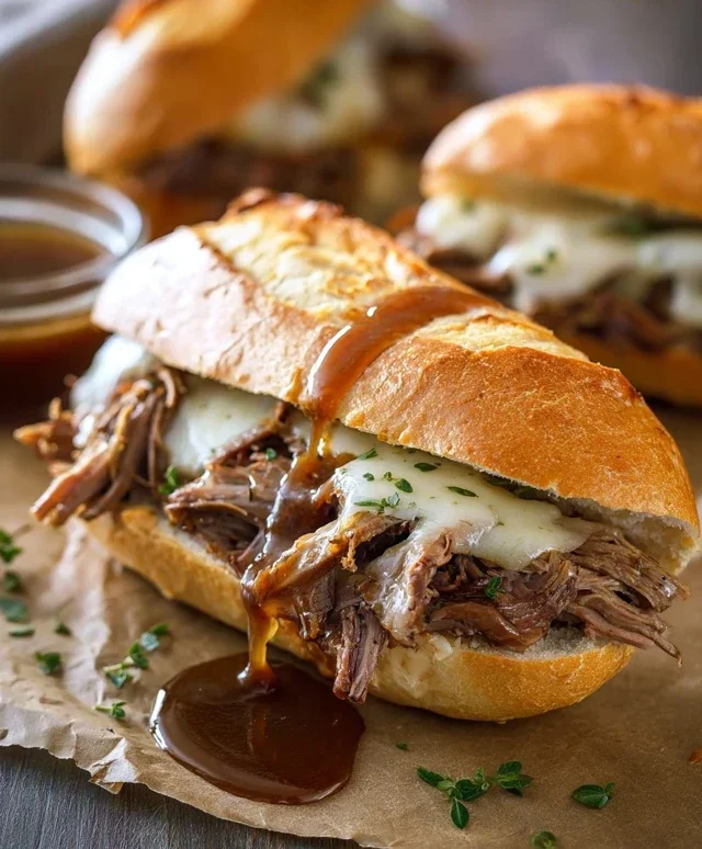 Crockpot French Dip Sandwiches