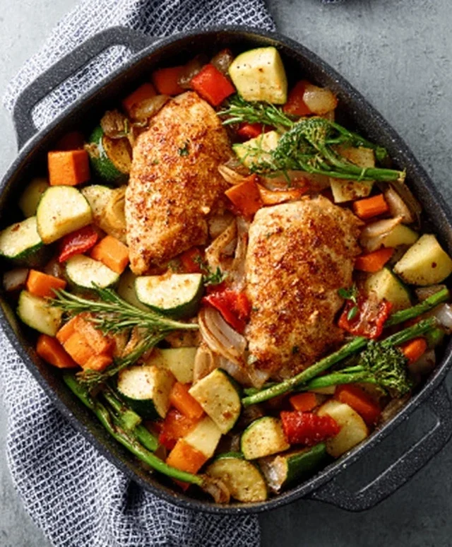 Air Fryer Chicken and Vegetables (in 15 minutes!)