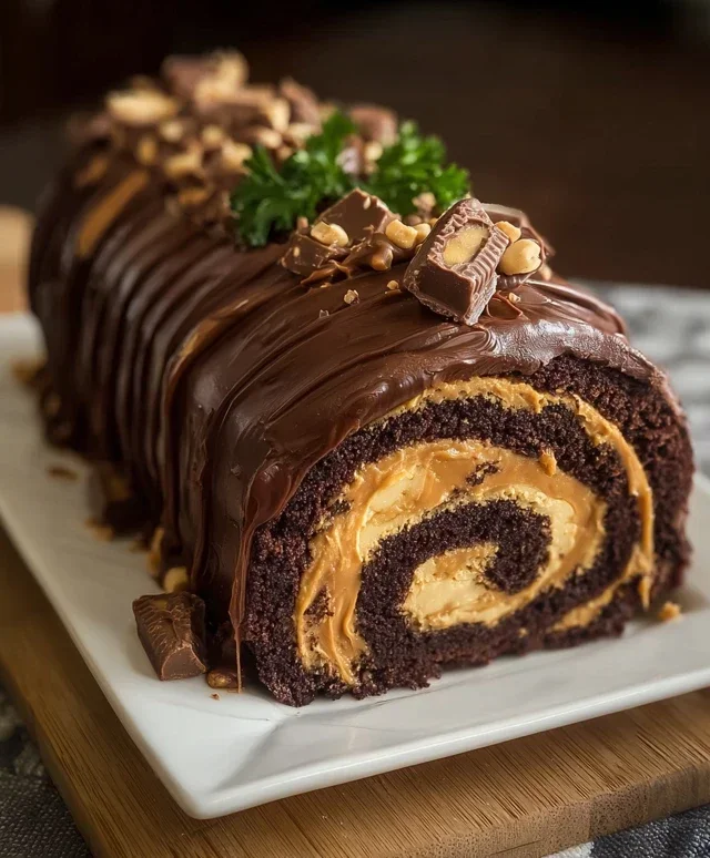 Peanut Butter Cup Chocolate Roll Cake
