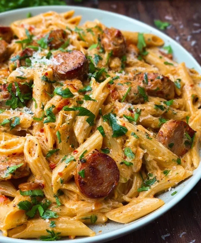 One Pot Creamy Cajun Sausage Pasta (30-Minutes)