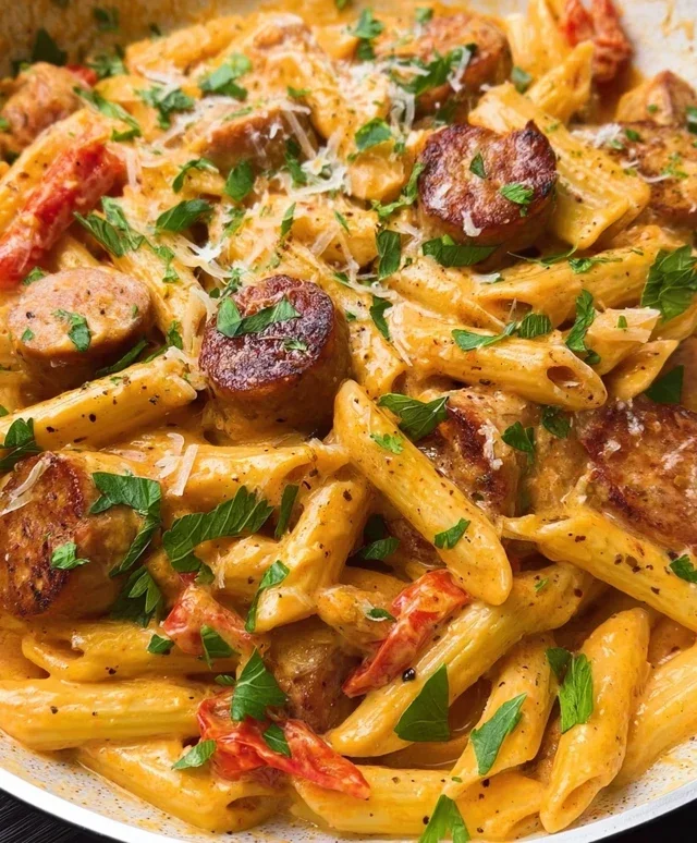 One Pot Creamy Cajun Sausage Pasta (30-Minutes)