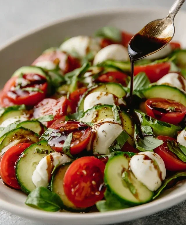 Fresh Cucumber Caprese Salad