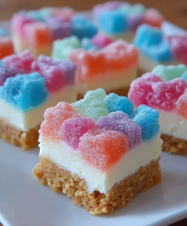Gummy Cotton Candy Cheesecake Bites