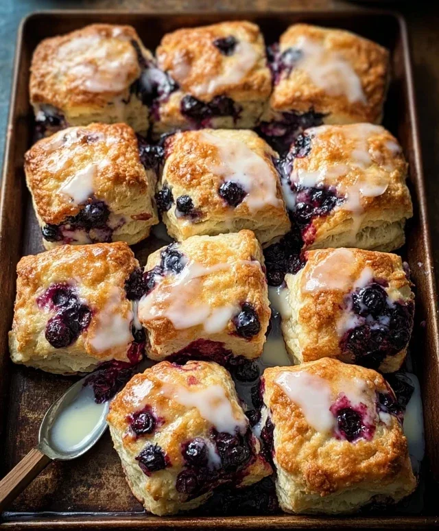Glazed Blueberry Butter Swim Biscuits