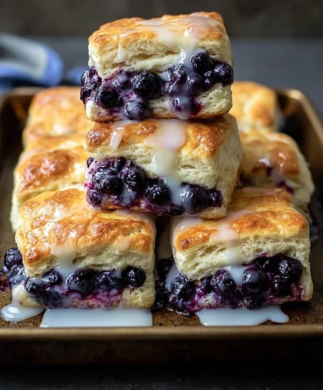 Glazed Blueberry Butter Swim Biscuits