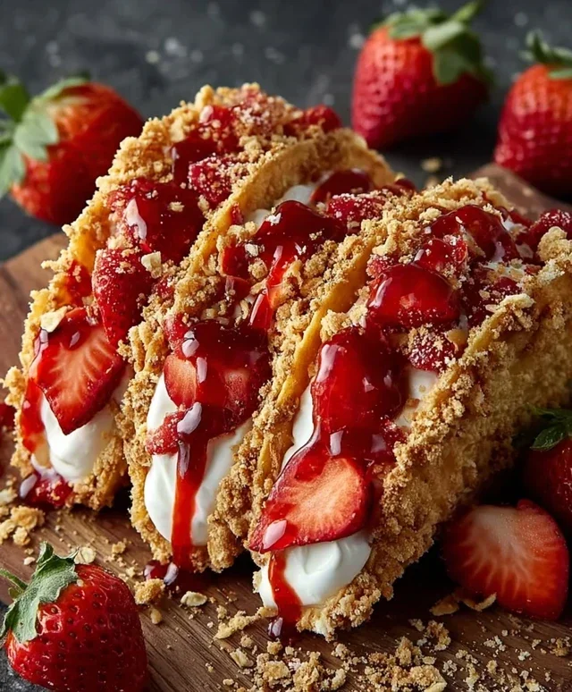 Strawberry Crunch Cheesecake Tacos