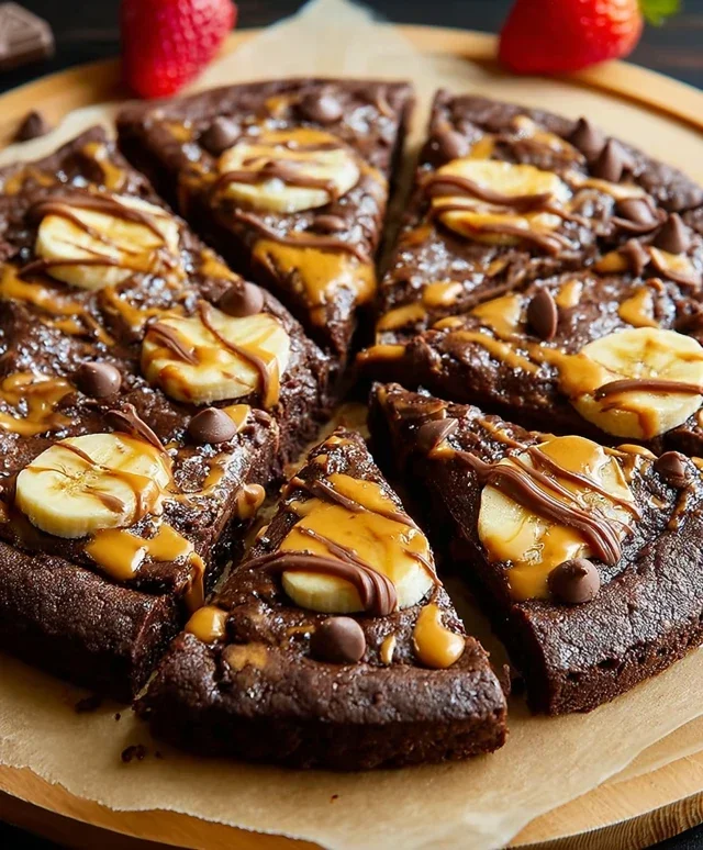 Chocolate Peanut Butter Brownie Pizza
