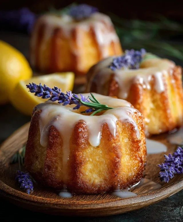 Mini Lemon Cakes With Lavender Glaze