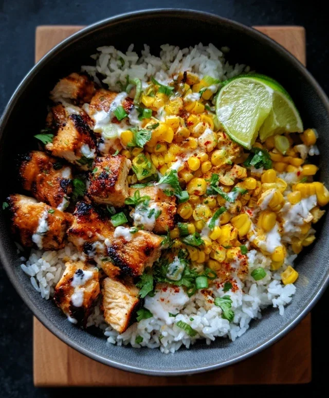 Street Corn Chicken Rice Bowl