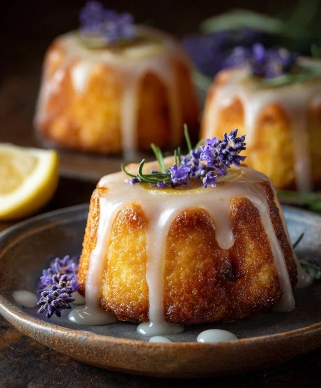 Mini Lemon Cakes With Lavender Glaze