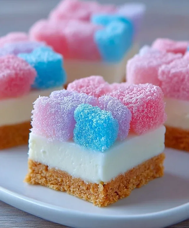 Gummy Cotton Candy Cheesecake Bites