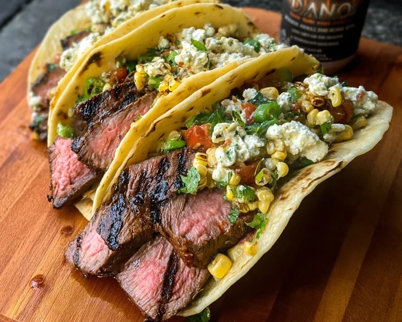 Grilled Elote Steak Tacos
