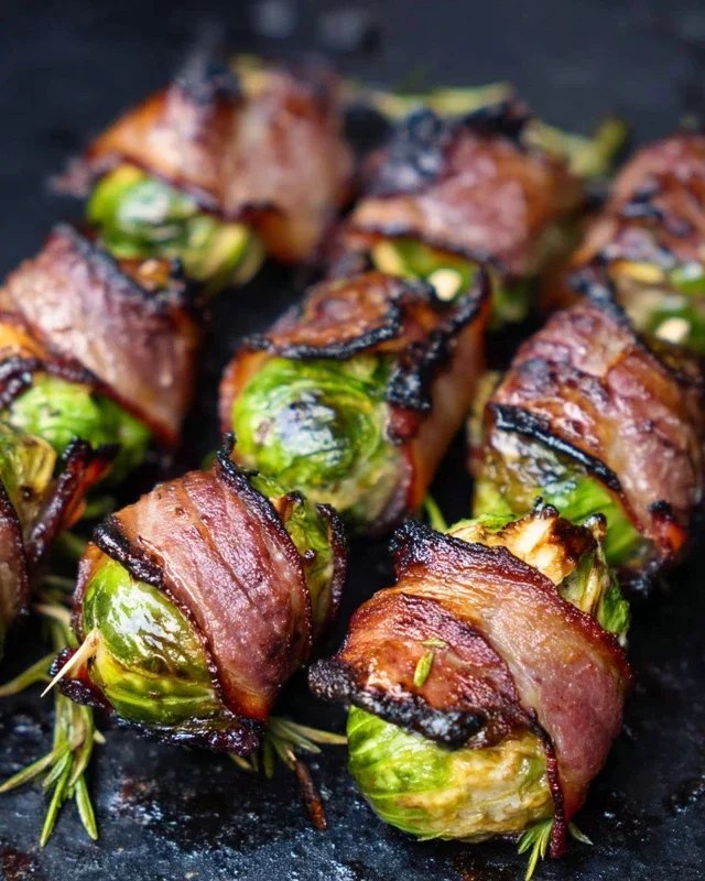 Grilled Beef Beef Bacon Wrapped Brussels Sprouts