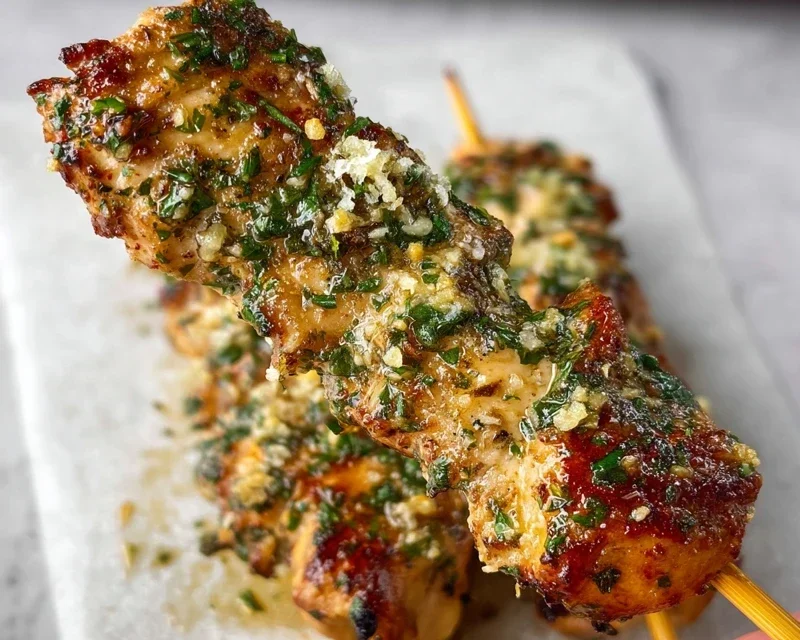 Ranch Garlic Parmesan Chicken Skewers