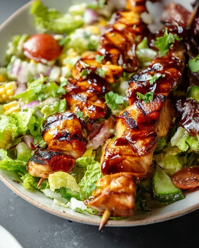 BBQ Chicken Skewer Salad