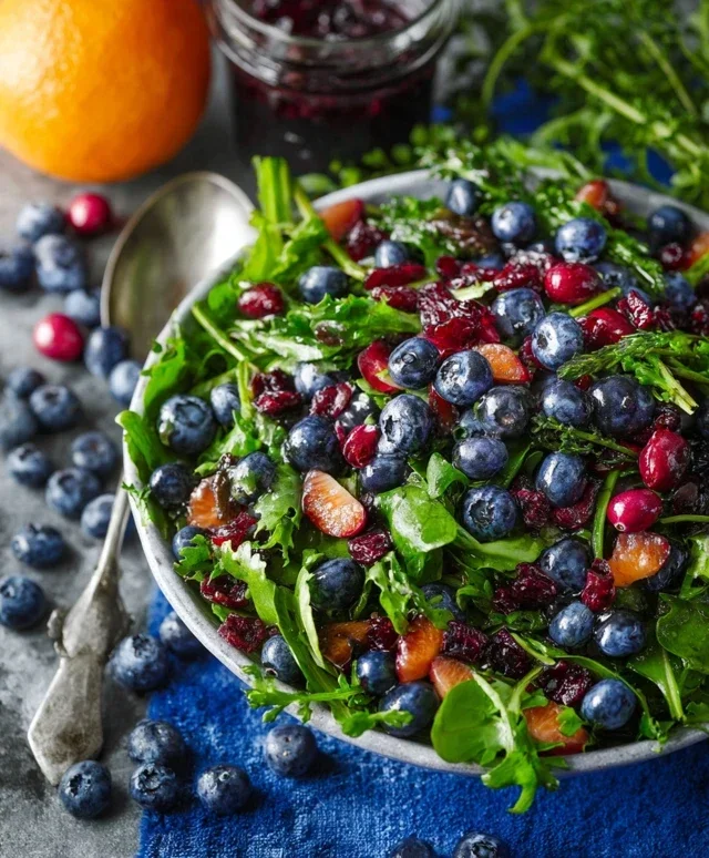 Cranberry Blueberry Salad with Blueberry Balsamic Dressing
