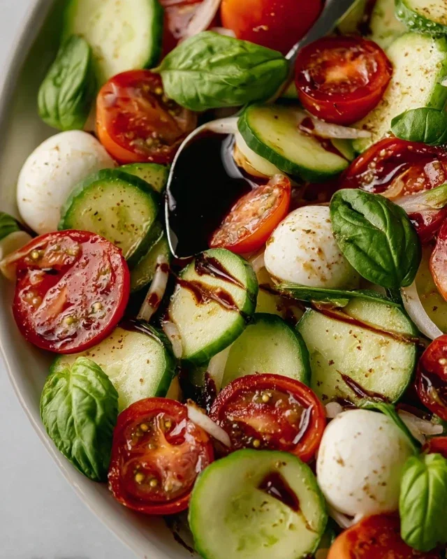Fresh Cucumber Caprese Salad