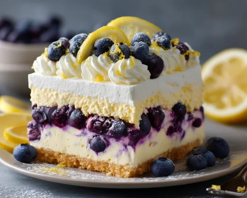 No-Bake Lemon dazzling Blueberry cream Cake