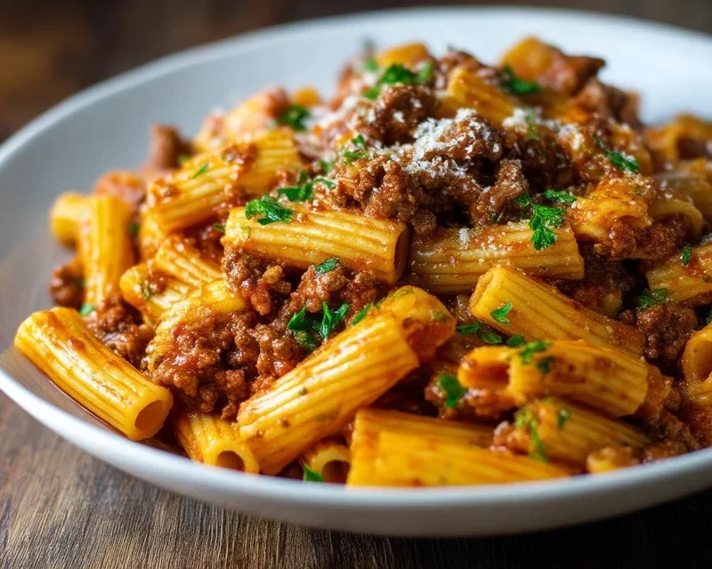 Beef Pasta in Tomato Sauce {Beef Ragu Pasta}