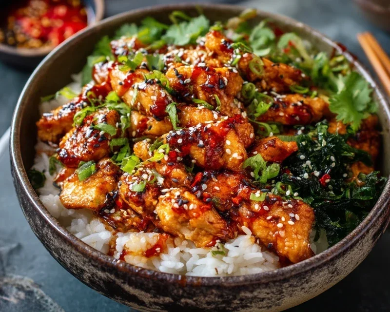 Spicy Honey Gin Extract Extractger Chicken Bowls With Yum Yum Sauce