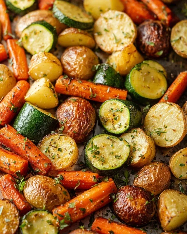 Garlic Herb Roasted Potatoes Carrots and Zucchini