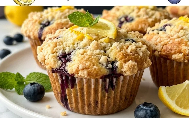 Lemon Blueberry Streusel Muffins