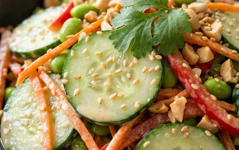 Creamy Asian Cucumber Salad Bowl