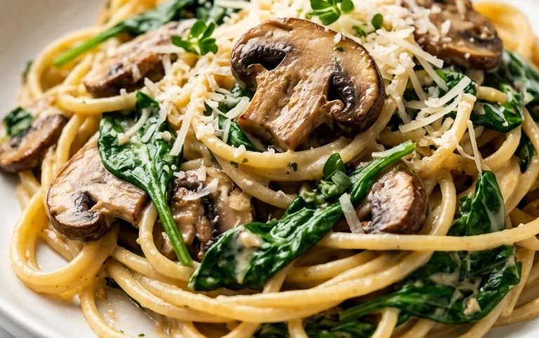Parmesan Spinach Mushroom Pasta Skillet