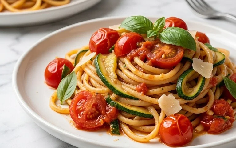 Healthy Tomato Zucchini Pasta