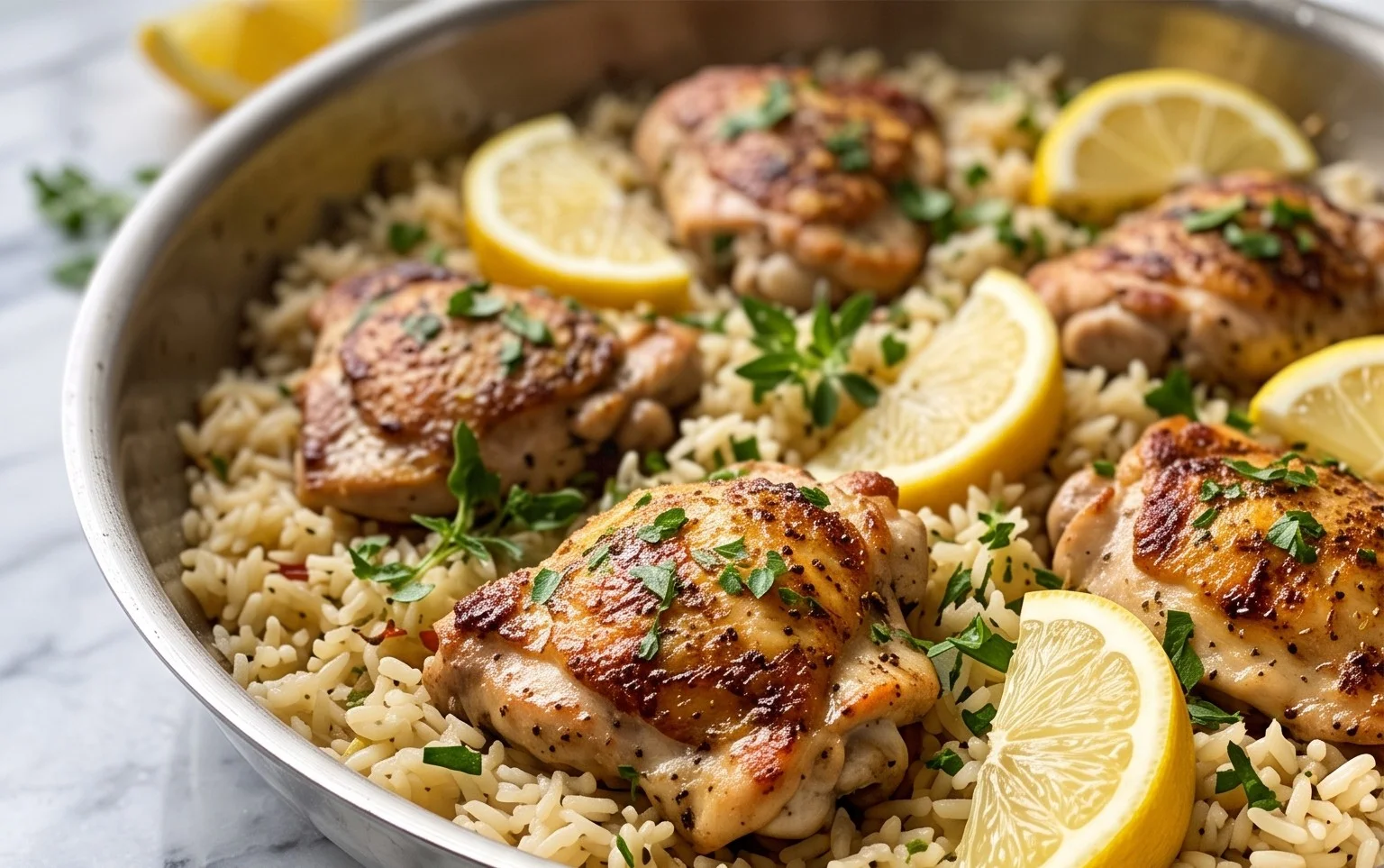 Greek Chicken and Lemon Rice (30 Minutes, One-Pot)
