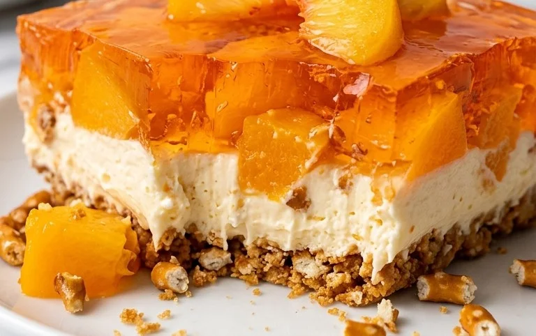 Peach Pretzel Salad Dessert