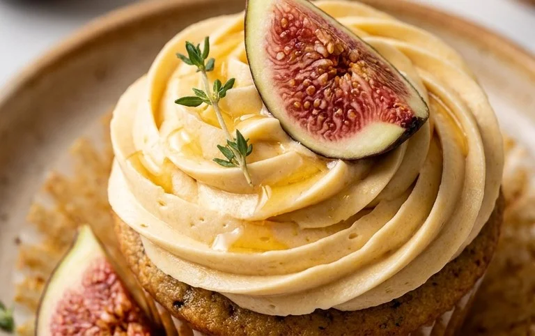 Fig Cupcakes with Honey Cream Cheese Frosting