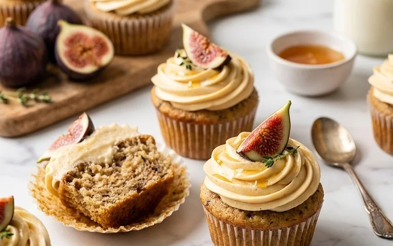 Fig Cupcakes with Honey Cream Cheese Frosting