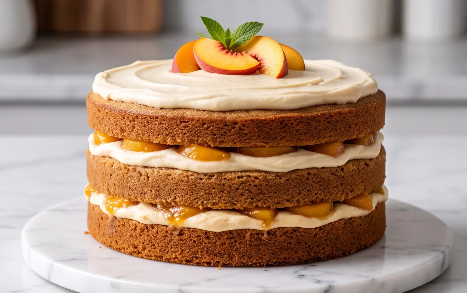Brown Sugar Layer Cake with Peach Filling
