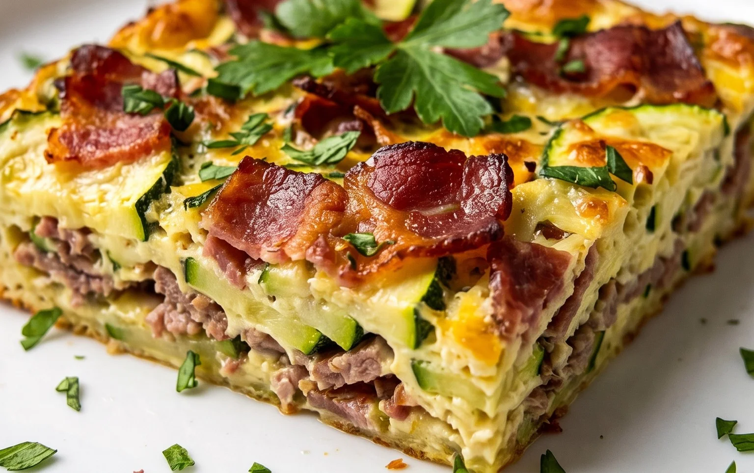 Zucchini and Beef Bacon Slice