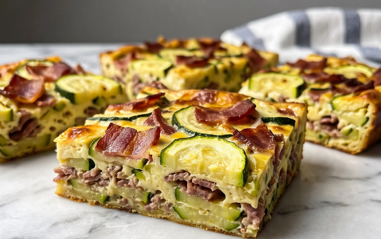 Zucchini and Beef Bacon Slice