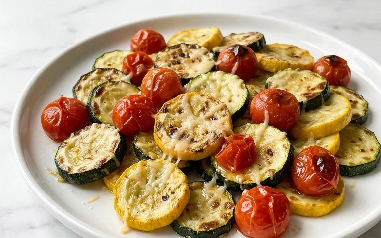 Roasted Garlic-Parmesan Zucchini, Squash and Tomatoes