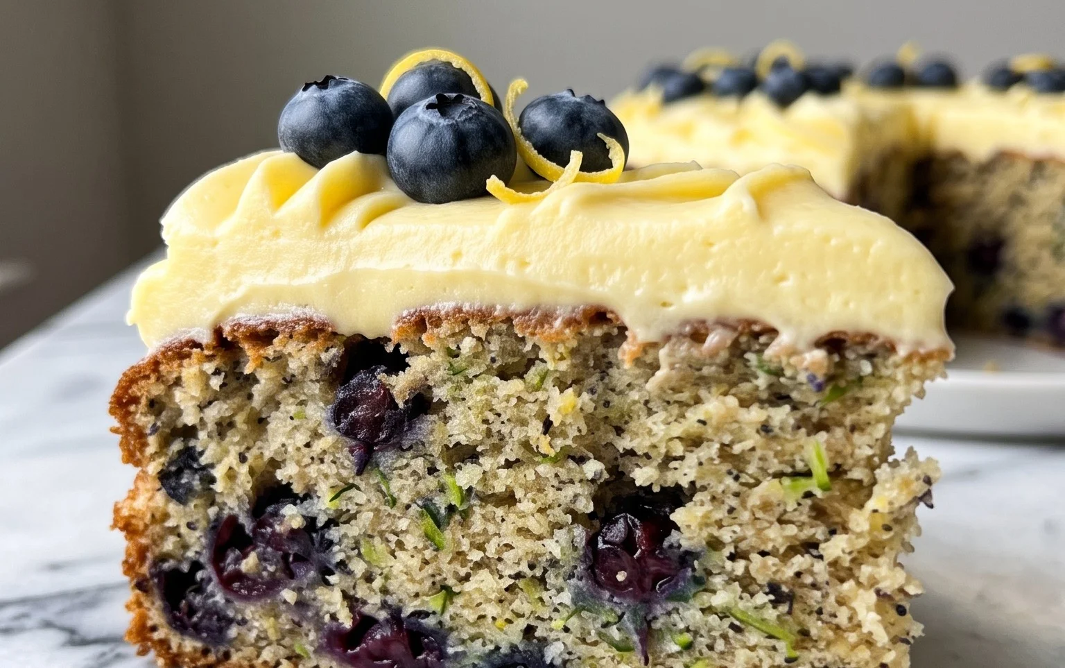 Blueberry Zucchini Cake with Lemon Buttercream